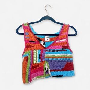 TACH Multicolor Crochet Knit Vest